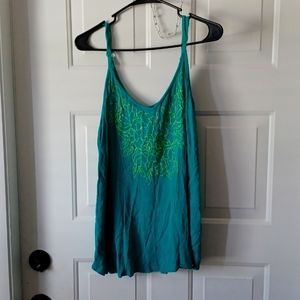 Torrid (PLUS SIZE 2) Green Sophie Turquoise Embroidered Gauze Swing Cami Blouse